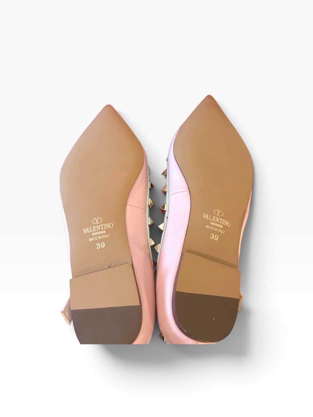 Valentino Garavani Pastel Pink iconic Rockstud Pointed Flats - Picture 4 of 15